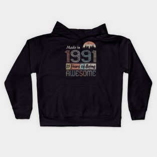 Vintage 1991 Made In 1991 29th Birthday 29 Years Old Gift Kids Hoodie